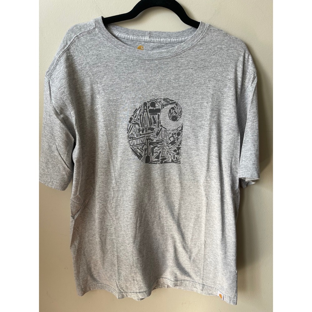 Carhartt Mens Relaxed Fit Tool Graphic Logo T-Shirt Heather Gray Large